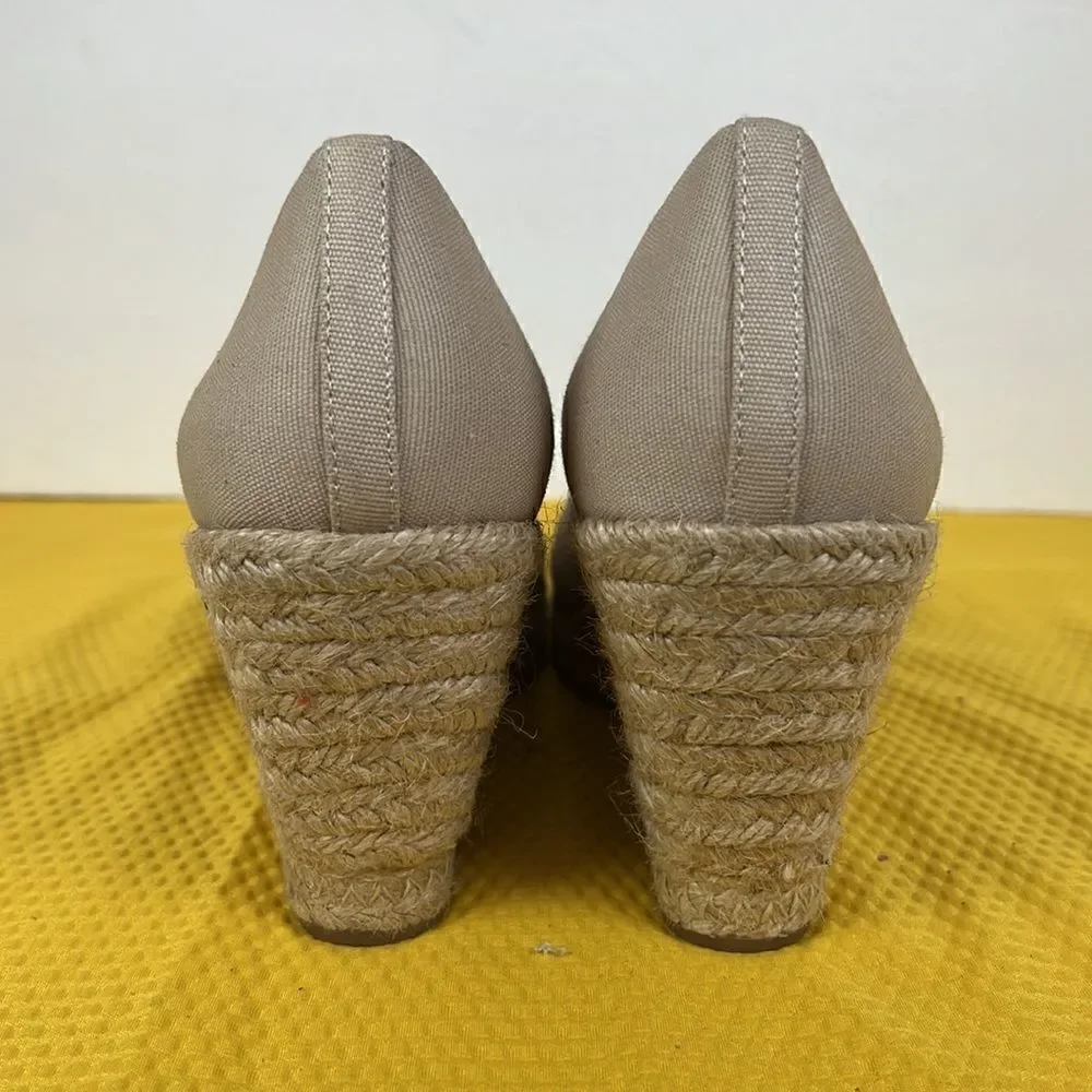 J Crew Canvas Espadrille Wedges Natural Beige 10.5‎